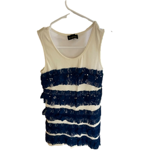 🌿Hannah Banana White and navy girls tank dress - size 12🌿